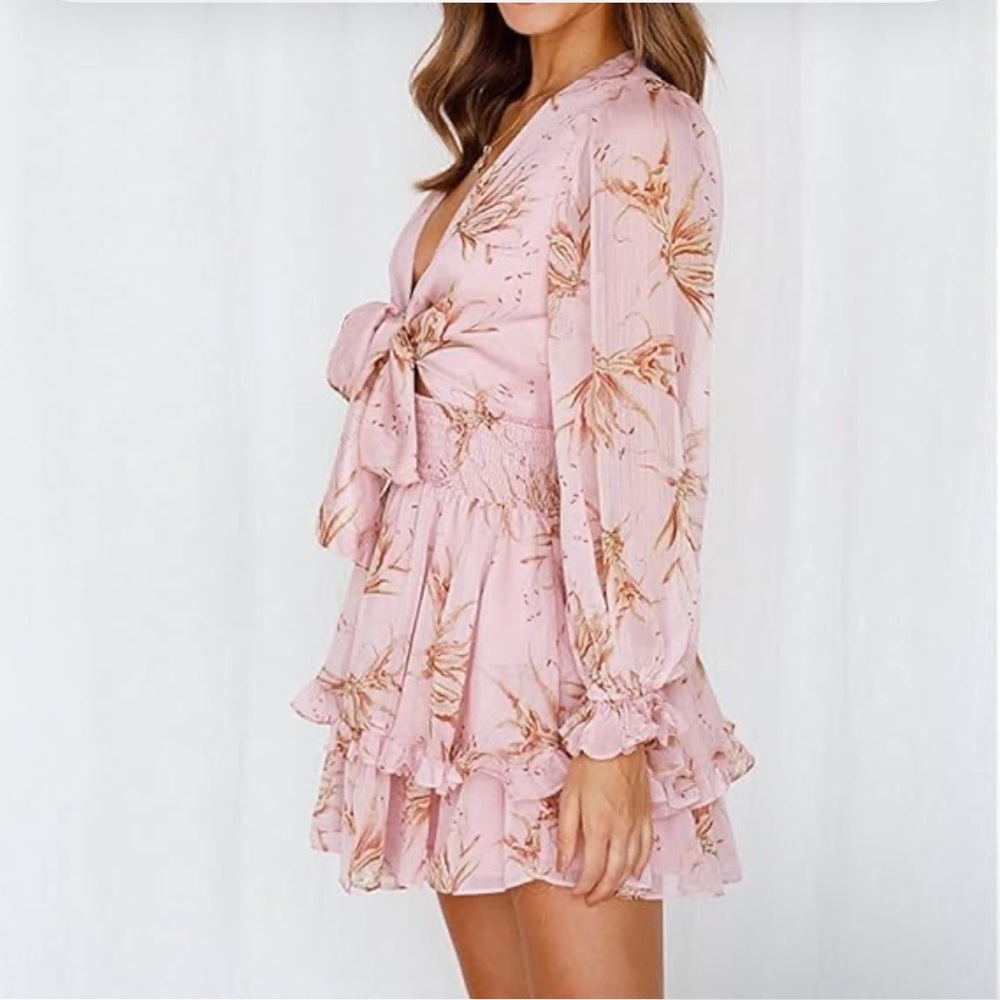 Amazon Pink Floral Long Sleeve Dress
